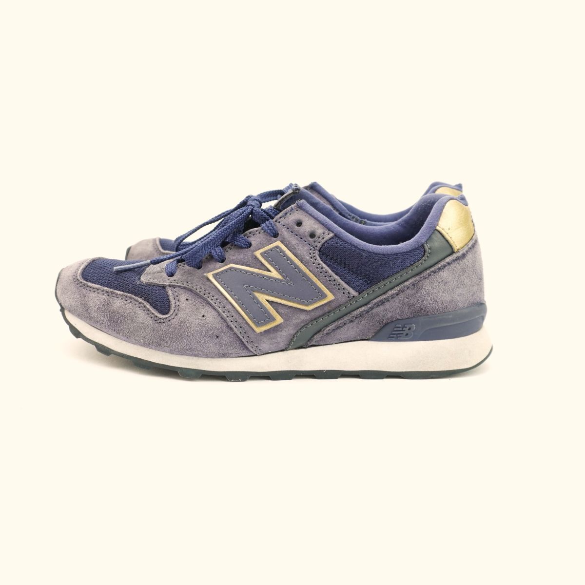 New Balance ニューバランス 23.0 ローカットスニーカー レースアップ スエード レディース 紺 ネイビー/PC51_画像4