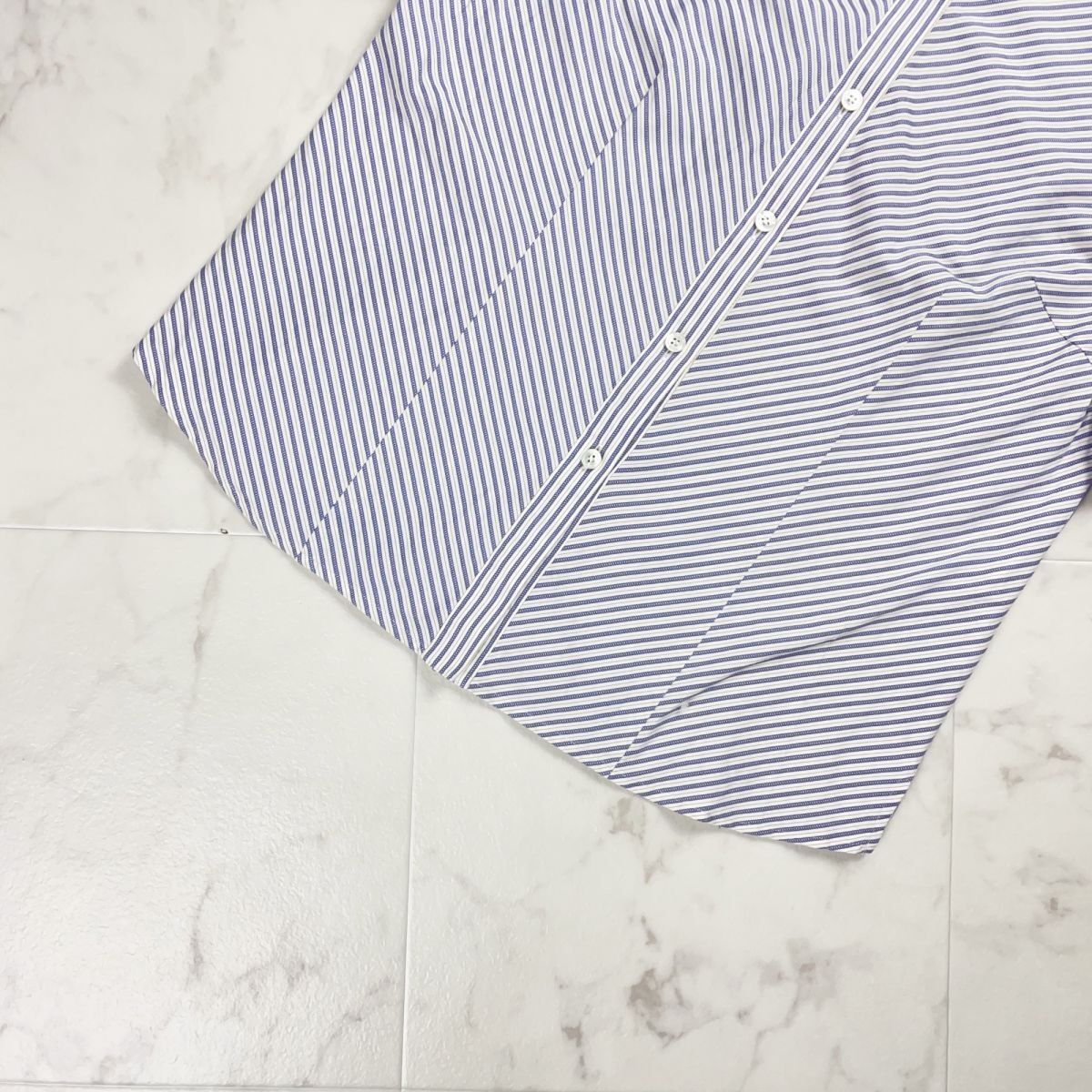 美品 Leilian レリアン ストライプデザインシャツブラウス トップス レディース 白 青系 サイズ9*PC906_画像4