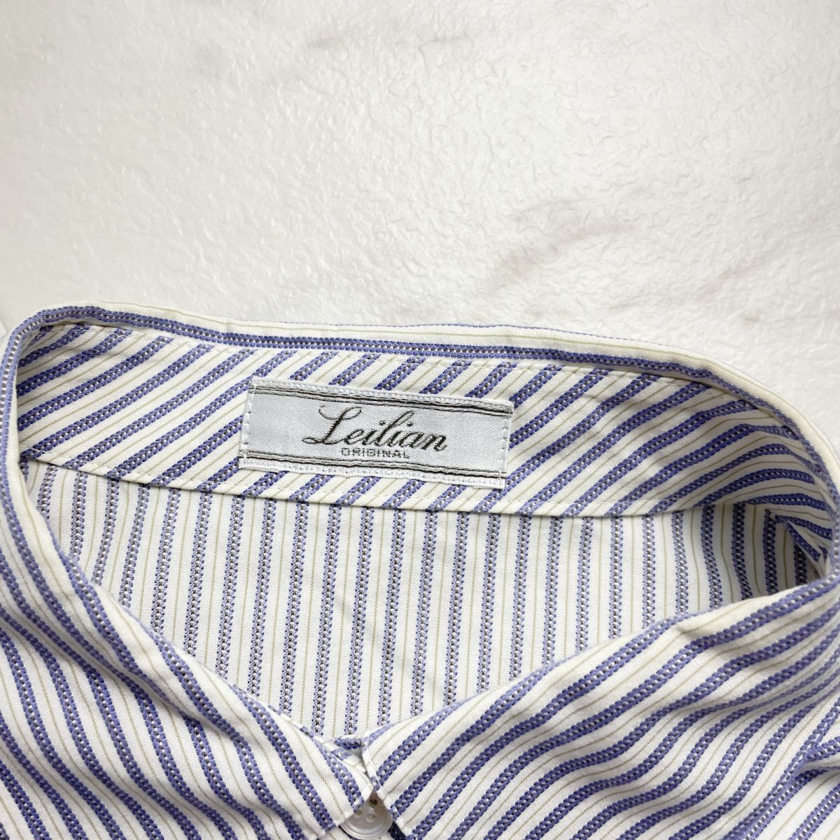 美品 Leilian レリアン ストライプデザインシャツブラウス トップス レディース 白 青系 サイズ9*PC906_画像5