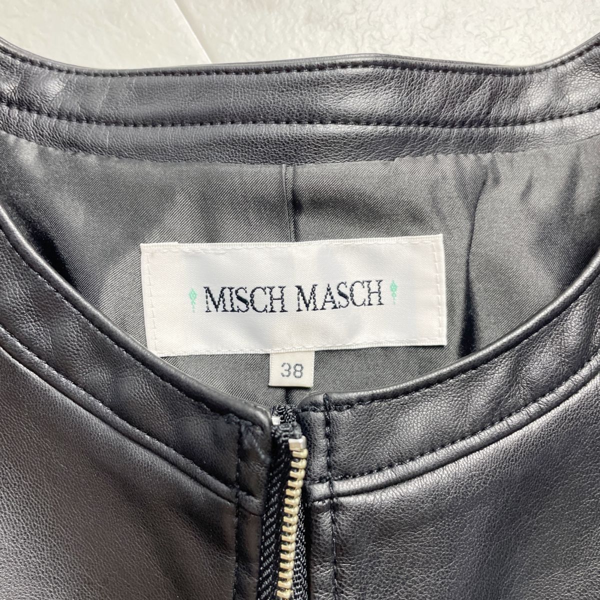 MISCH MASCH ミッシュマッシュ ペプラムデザインフェイクレザージップジャケット トップス レディース 黒 ブラック サイズ38*PC870_画像5