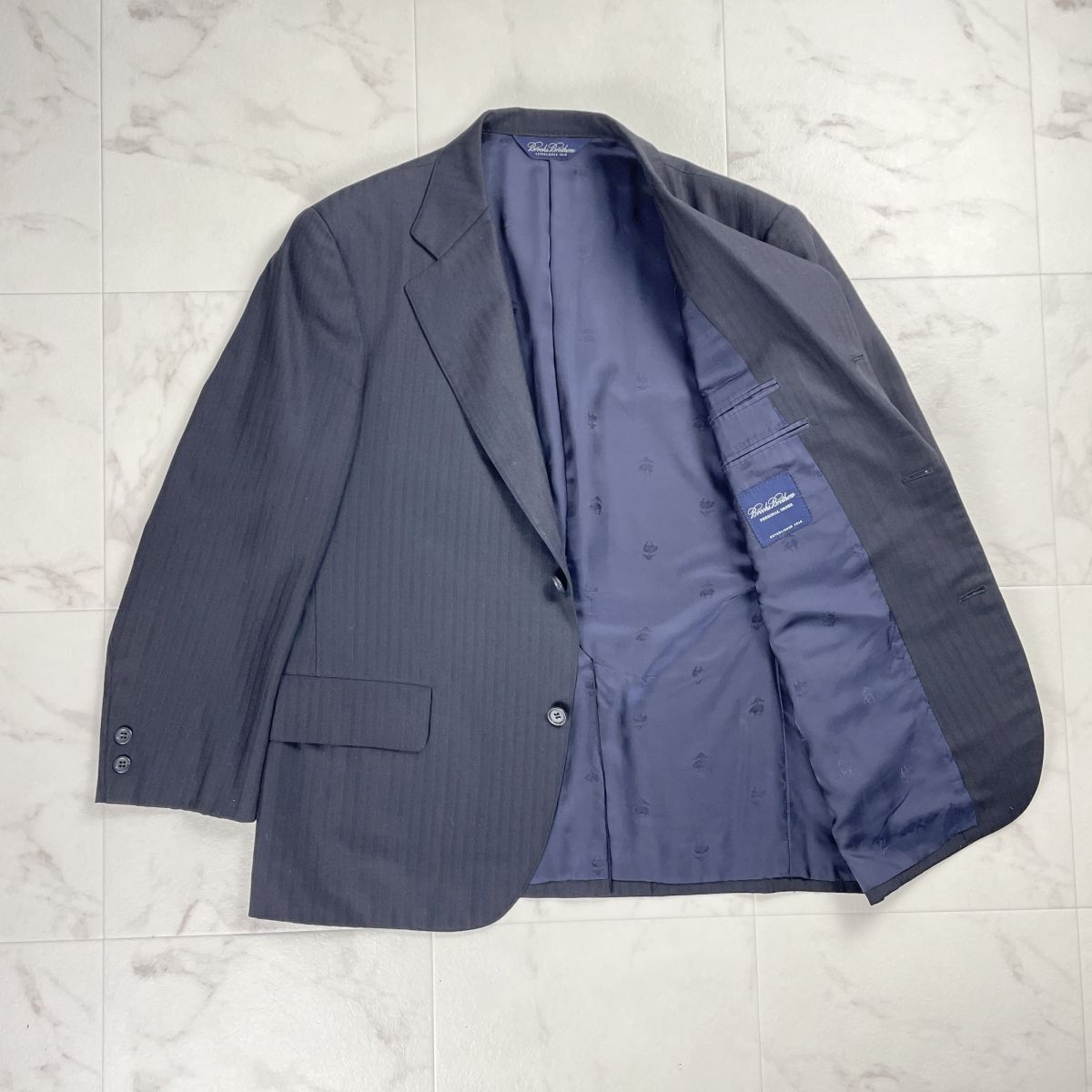 美品 Brooks Brothers ブルックスブラザーズ ウール混 段帰りテーラードジャケット セットアップ スーツ 総裏 メンズ 黒 サイズL*PC863_画像4