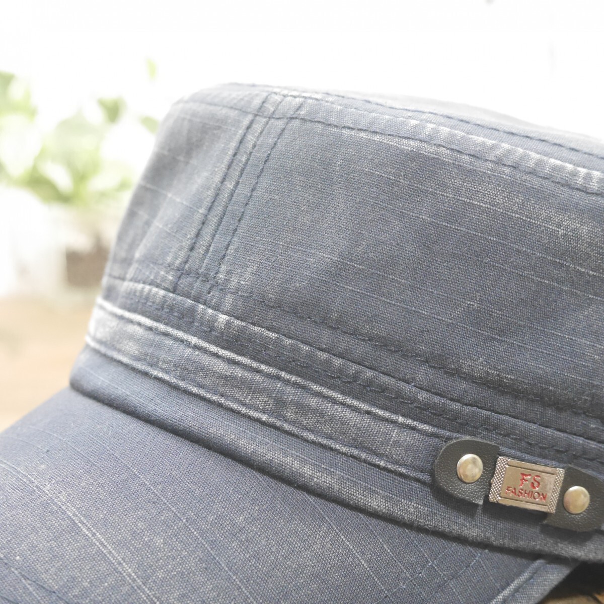 FS work Cap ワークキャップ ネイビー　ダメージ加工　ビンテージ加工　男女OK 送料\350♪　メンズ レディース　サイズ調整可_画像5