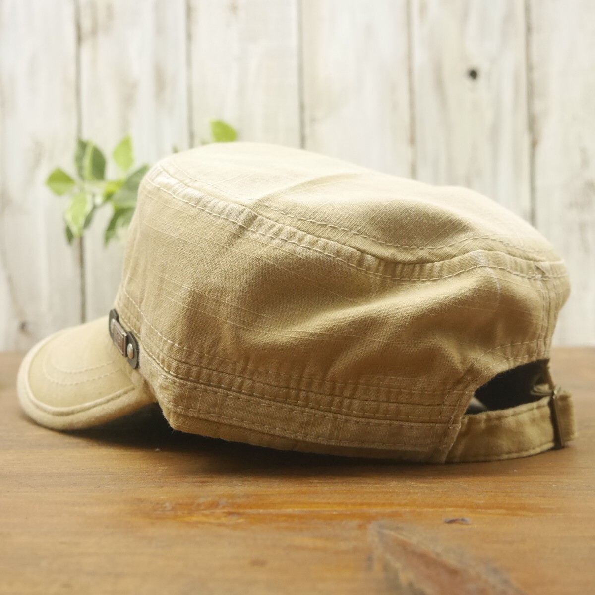 FS work Cap ワークキャップ ベージュ　ダメージ加工　ビンテージ加工　男女OK 送料\350♪　メンズ レディース　サイズ調整可_画像4