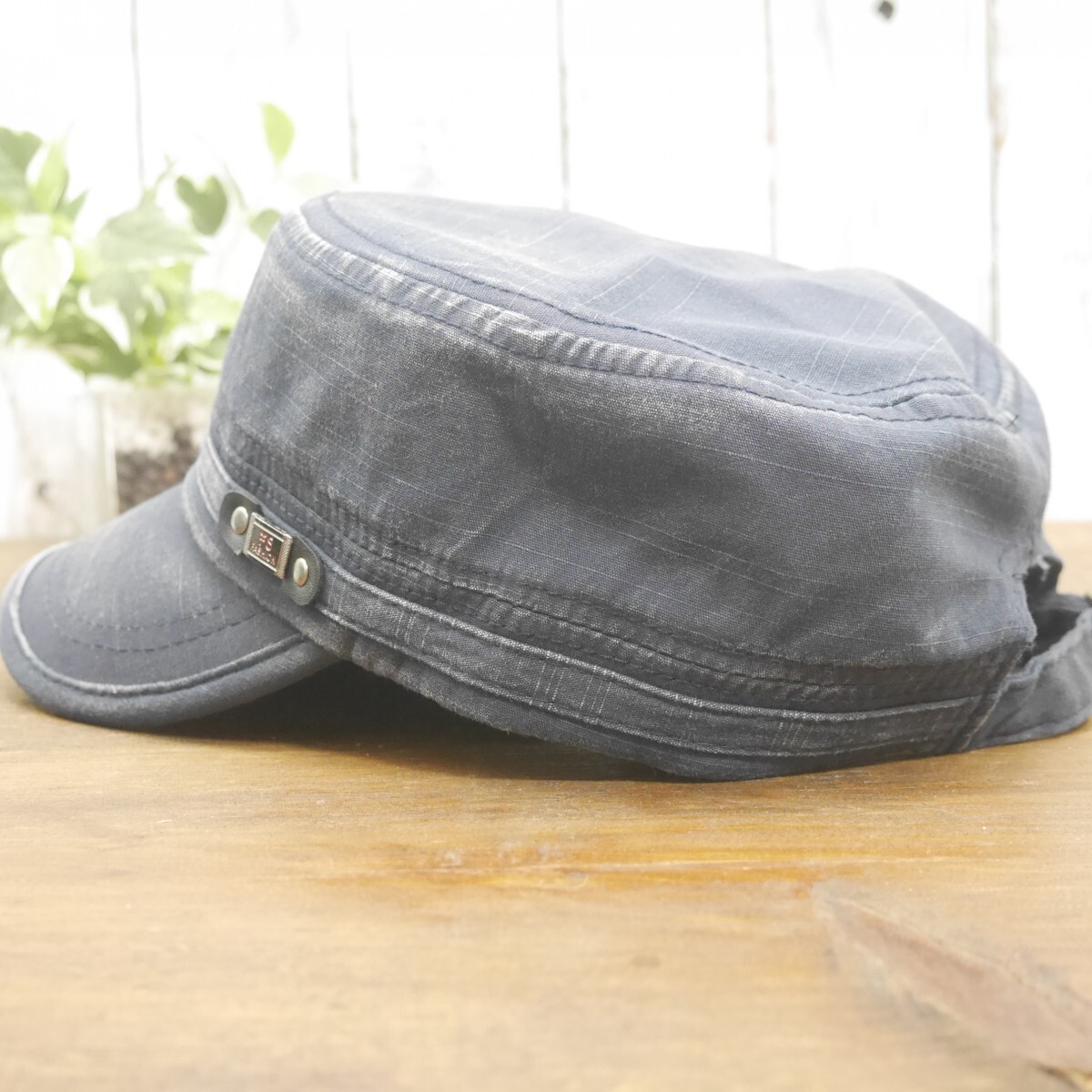 FS work Cap ワークキャップ ネイビー　ダメージ加工　ビンテージ加工　男女OK 送料\350♪　メンズ レディース　サイズ調整可_画像3