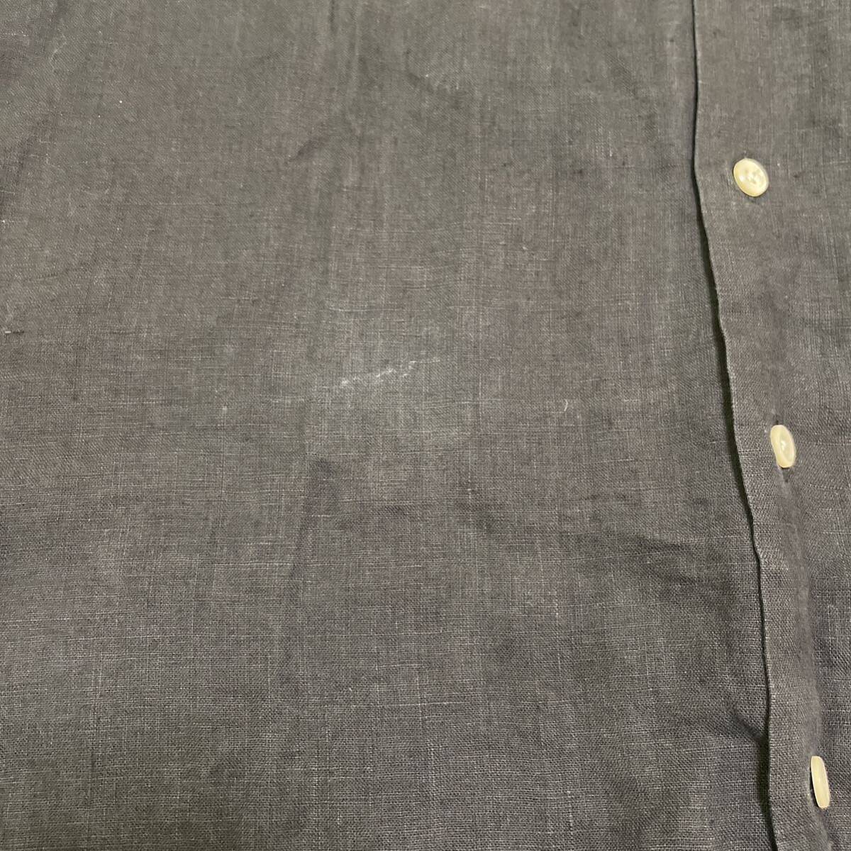 黒 無地 ralph lauren caldwell リネン 半袖シャツ オープンカラーシャツ 開襟 ブラック XL ビンテージ 90s ラルフローレン _画像5
