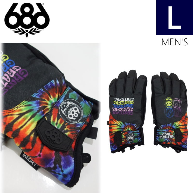 ●23-24 686 PRIMER GLOVE カラー:GRATEFUL DEAD BLACK TIE DYE Lサイズ シックスエイトシックス スキー スノーボード