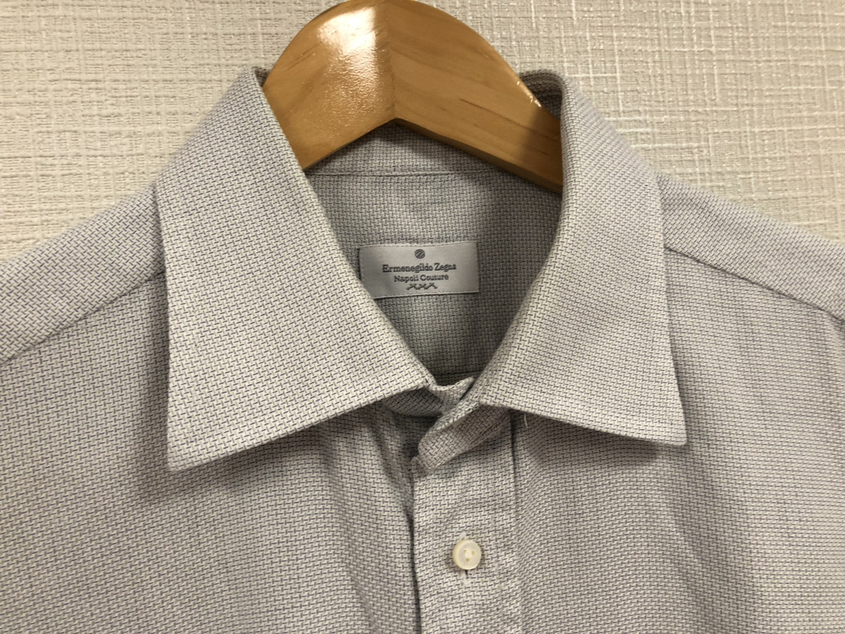 [中古品] Ermenegildo Zegna エルメネジルドゼニア メンズ 半袖シャツ 水色 XLサイズ Napili Couture 綿100%の画像2