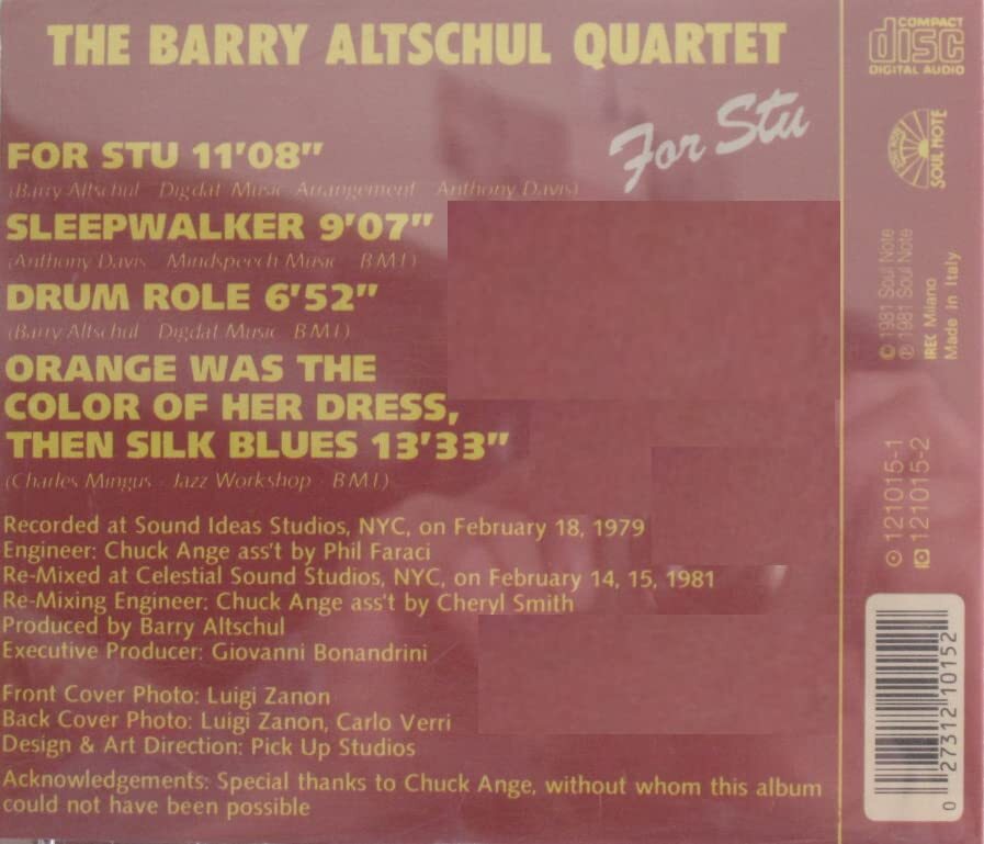 jamaica1567 中古JAZZ CD-良い Barry Altschul / For Stu バリー・アルトシュル 027312101522 輸入盤_画像3