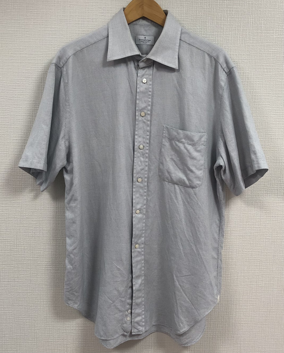 [中古品] Ermenegildo Zegna エルメネジルドゼニア メンズ 半袖シャツ 水色 XLサイズ Napili Couture 綿100%の画像1