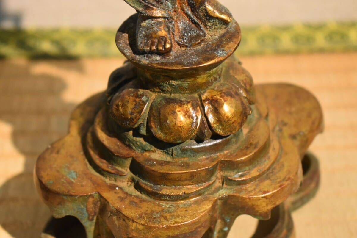 【GE】Y799【コレクター所蔵品】時代 新羅仏 /仏教美術 仏像 佛 銅製 銅器 骨董品 時代品 美術品 古美術品 鍍金仏の画像6
