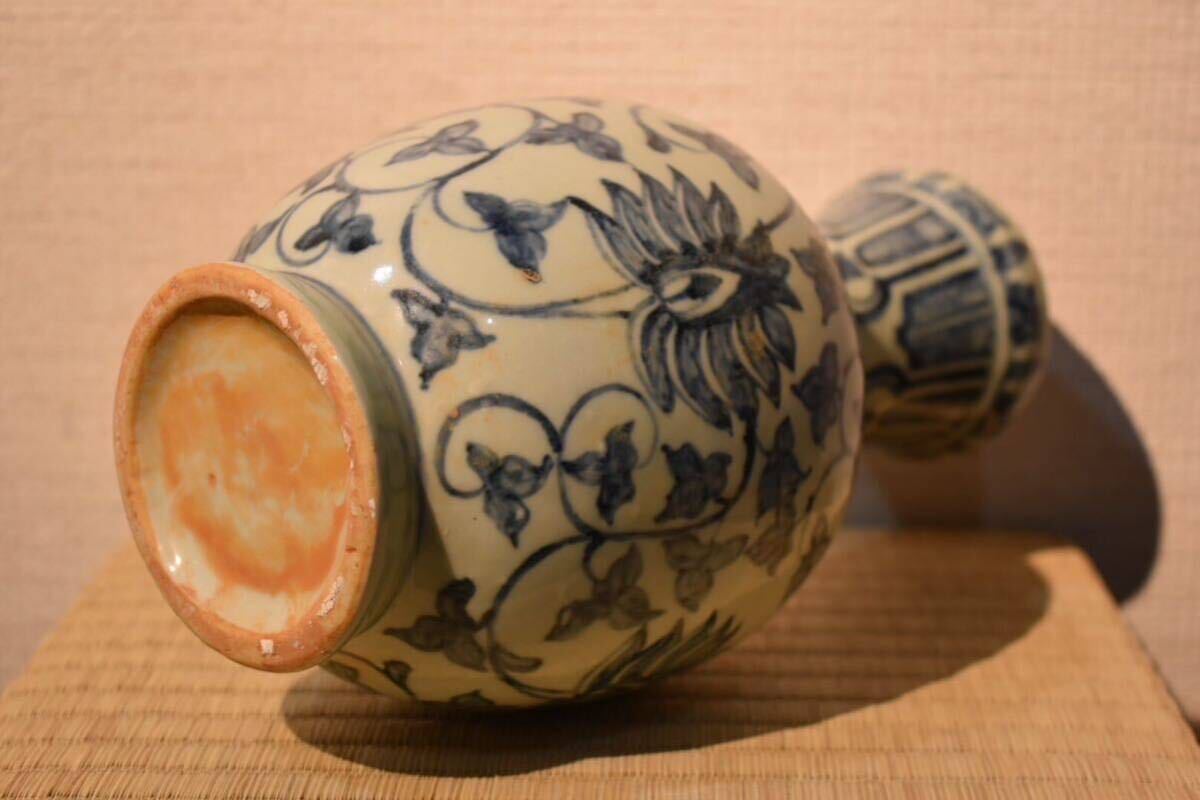 【GE】M515【コレクター所蔵品】時代 染付花瓶 /中国古玩 中国美術 骨董品 時代品 美術品 古美術品_画像10