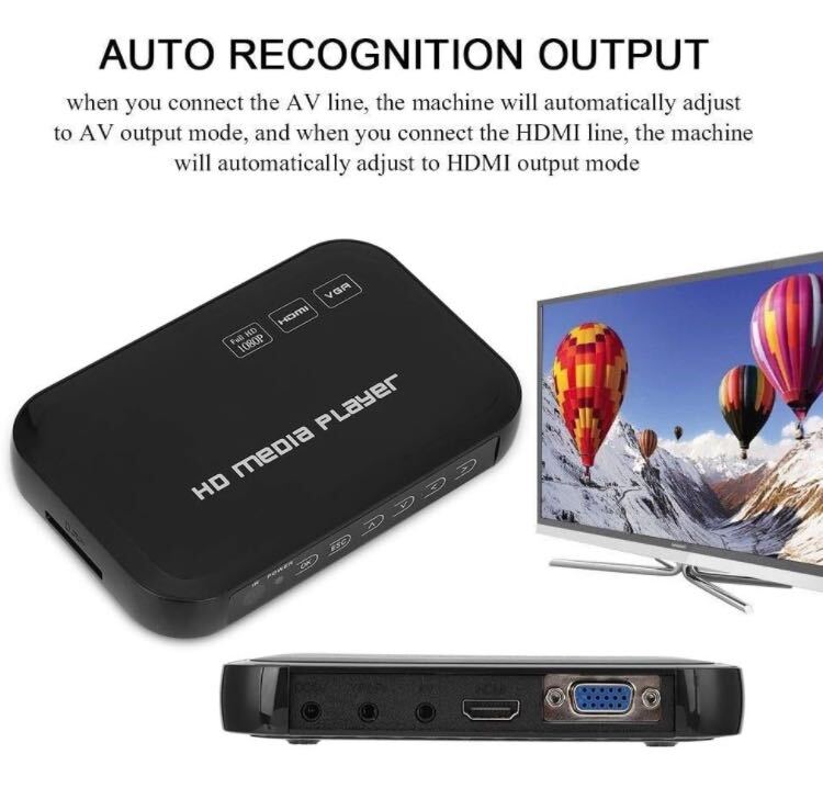 ビデオメディアプレーヤー、HDMIビデオプレーヤーメディアプレーヤー家庭用耐久性のある1080Pミニ(American plug)の画像8