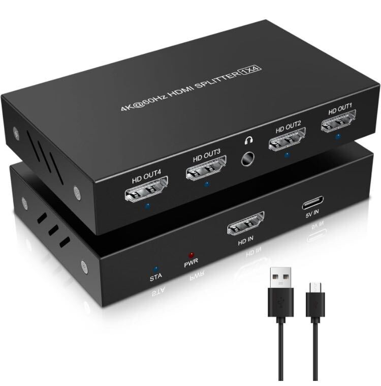 4K HDMI distributor 1 input 4 output HDMI 2.0/HDCP 2.2 3D/HDR. support HDMI splitter 4 screen same time output PC TV Box DVD projector etc. correspondence 