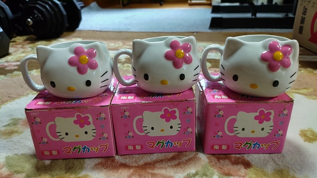 1 jpy start Sanrio Hello Kitty Kitty tableware kind multi-tiered food box pot guinomi shot glass Yoshino house Kitty McDonald's Kitty total 20 point 