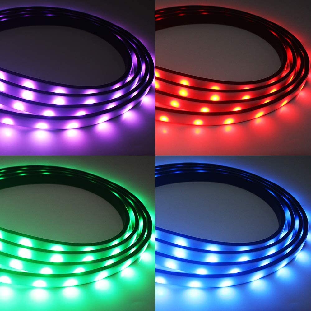 (B) RGB LED M размер лента свет нижняя подсветка 4 шт. комплект звук сенсор встроенный водонепроницаемый IP65 flash дистанционный пульт 