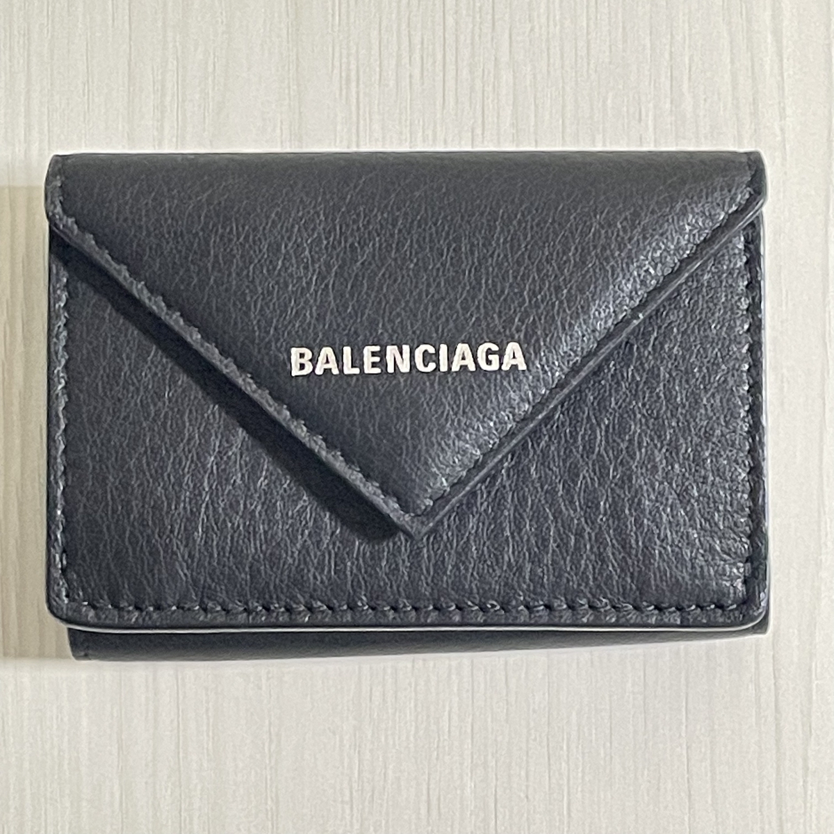  ultimate beautiful goods *BALENCIAGA Balenciaga paper Mini wallet 391446 DLQON 2730 three folding 3. folding purse black black 