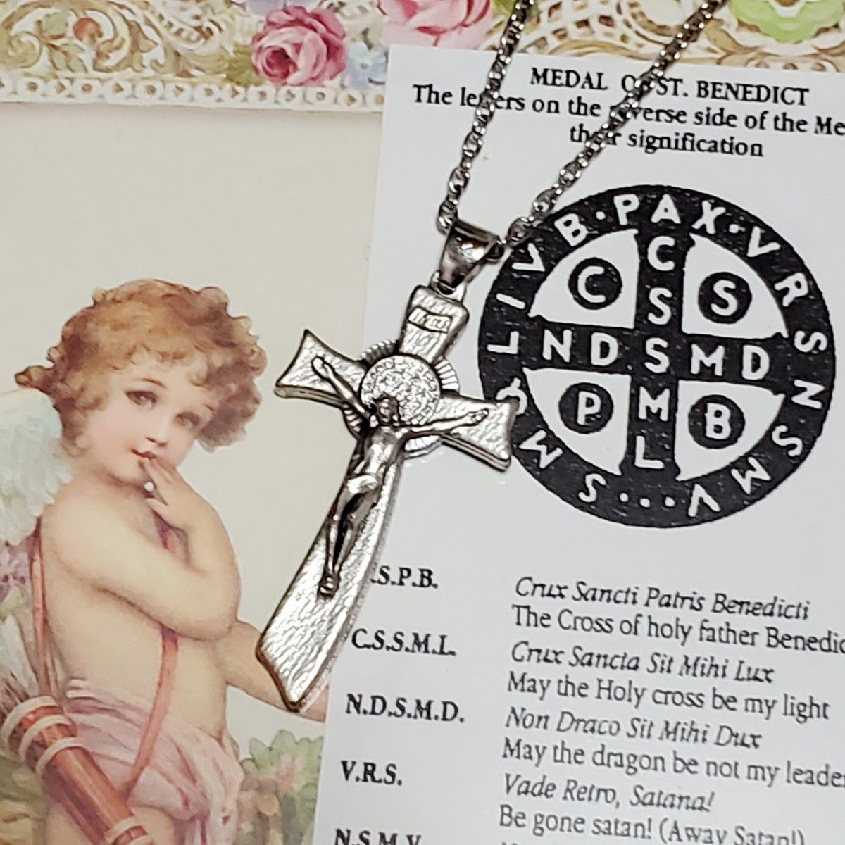 【値下げ】イタリア直輸入限定品：聖ベネディクトミニ十字架ネックレス