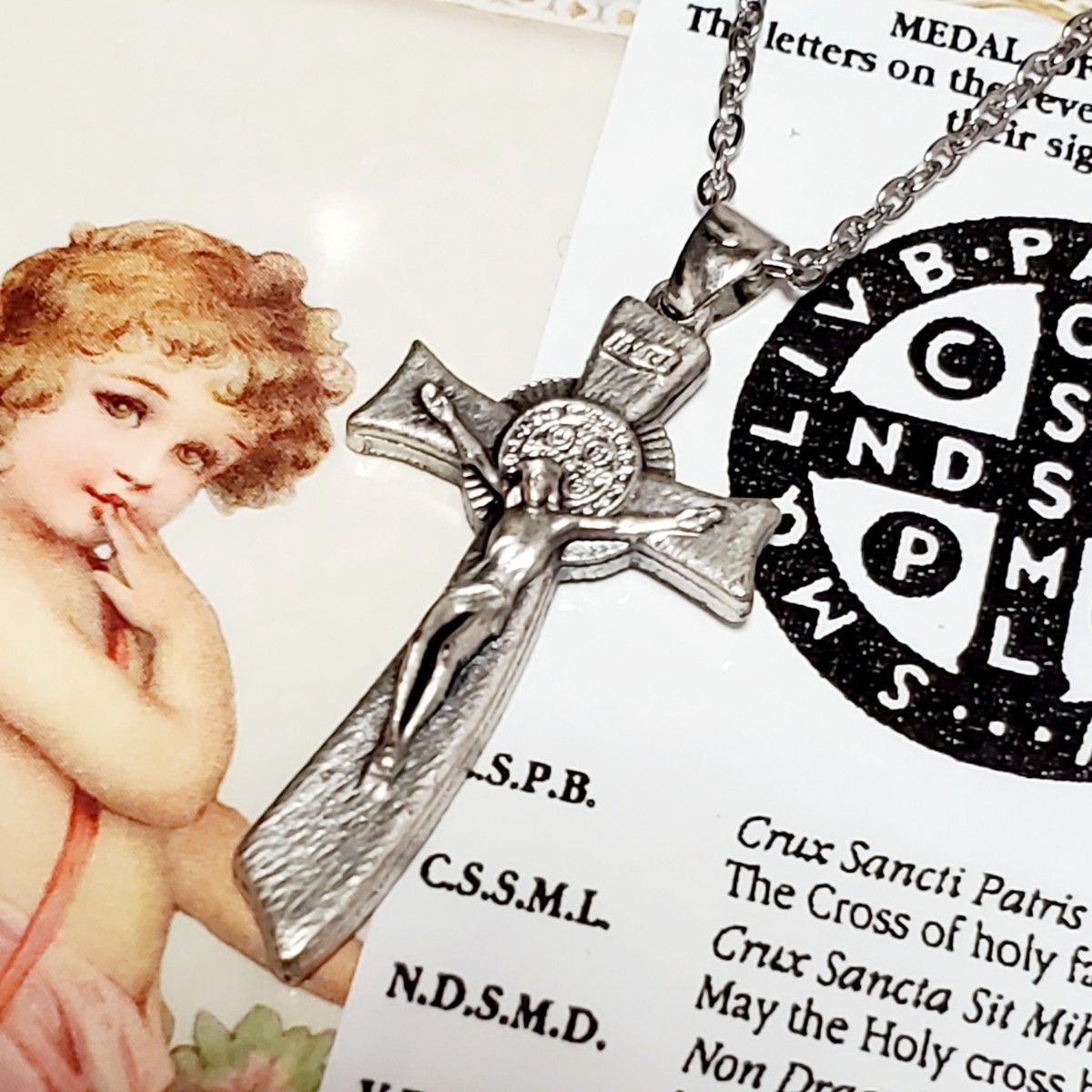 【値下げ】イタリア直輸入限定品：聖ベネディクトミニ十字架ネックレス