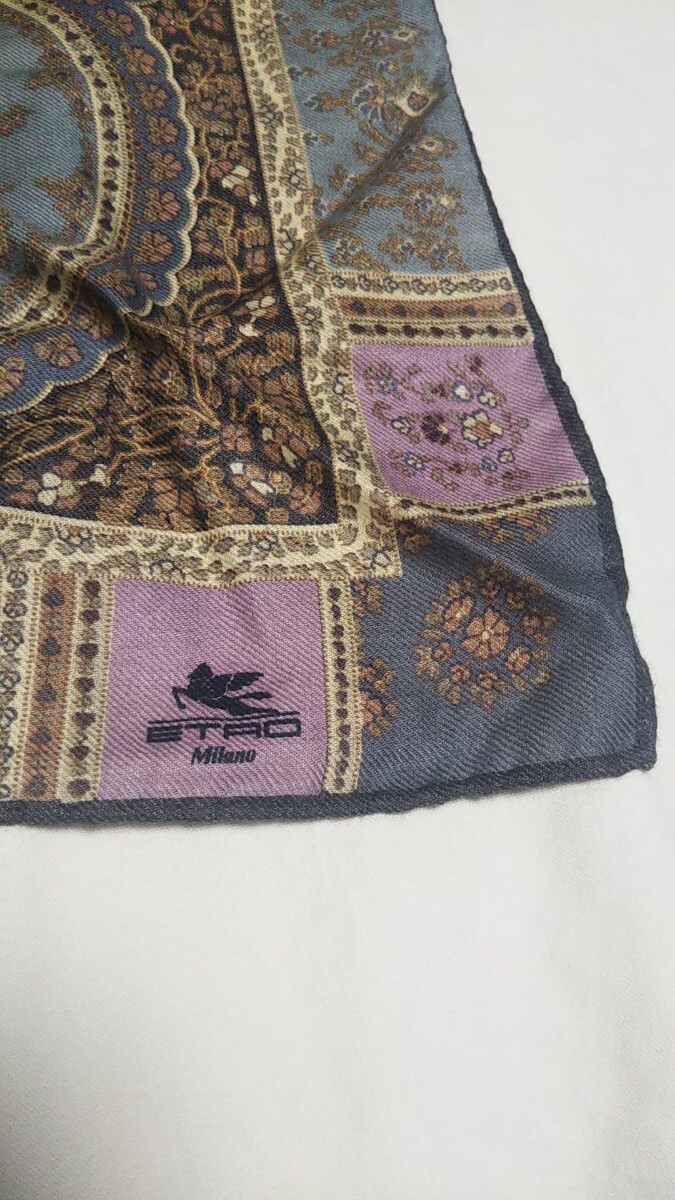 1749 postage 200 jpy ETRO Etro scarf stole wool silk peiz Lee pattern 