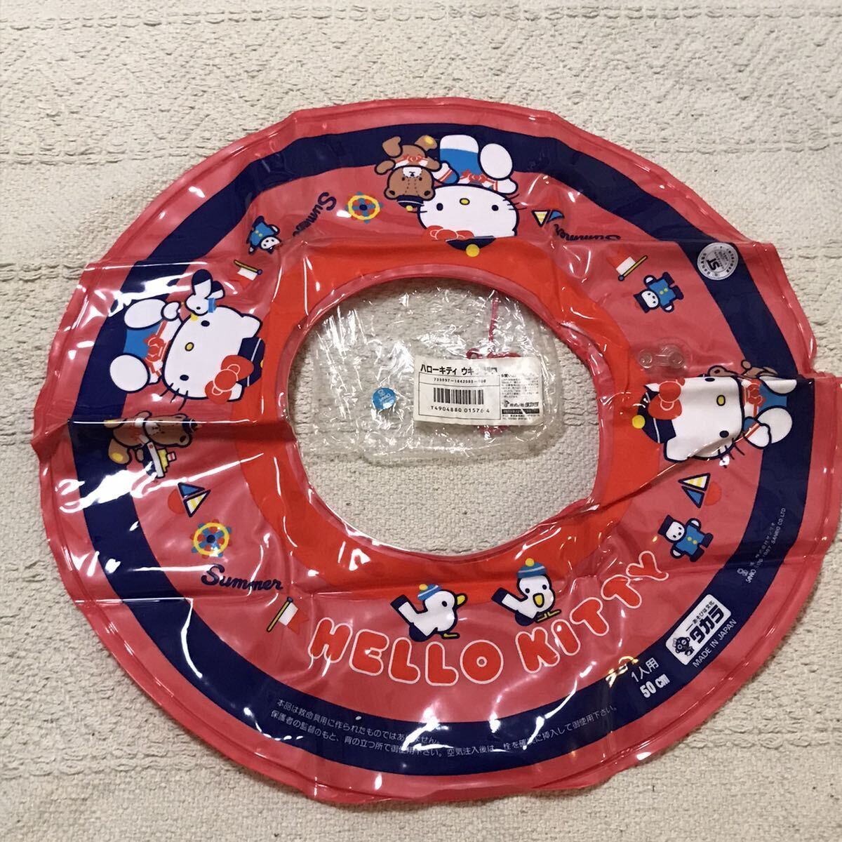  не использовался 50cm 1987 год Sanrio Hello Kitty надувной круг прозрачный красный морской look вода . san медведь ослабленное крепление . воздух винил пустой bi Kids размер 