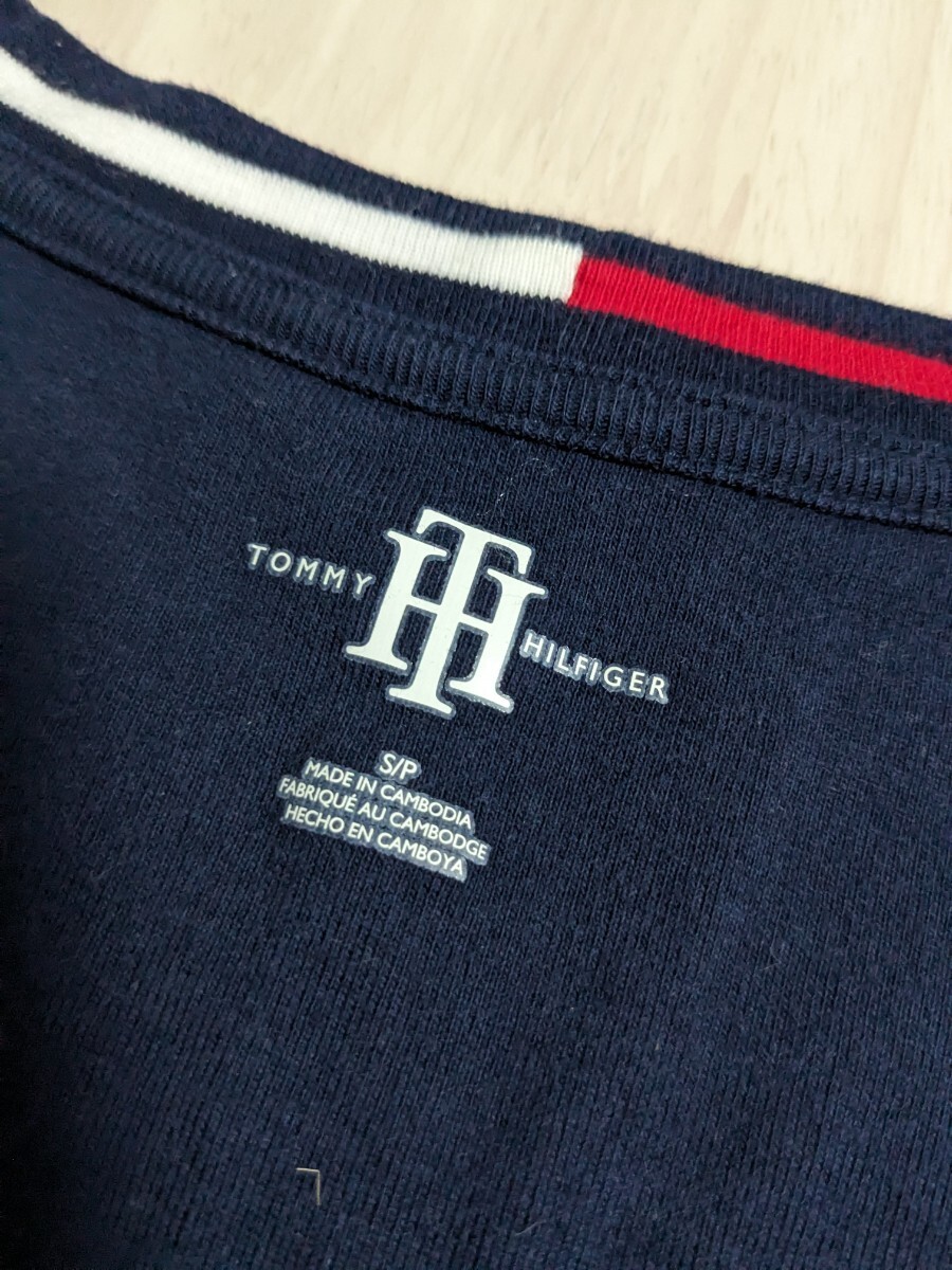 【美品】TOMMY HILFIGER Tシャツ S ネイビー トリコロール 半袖 トミーヒルフィガー