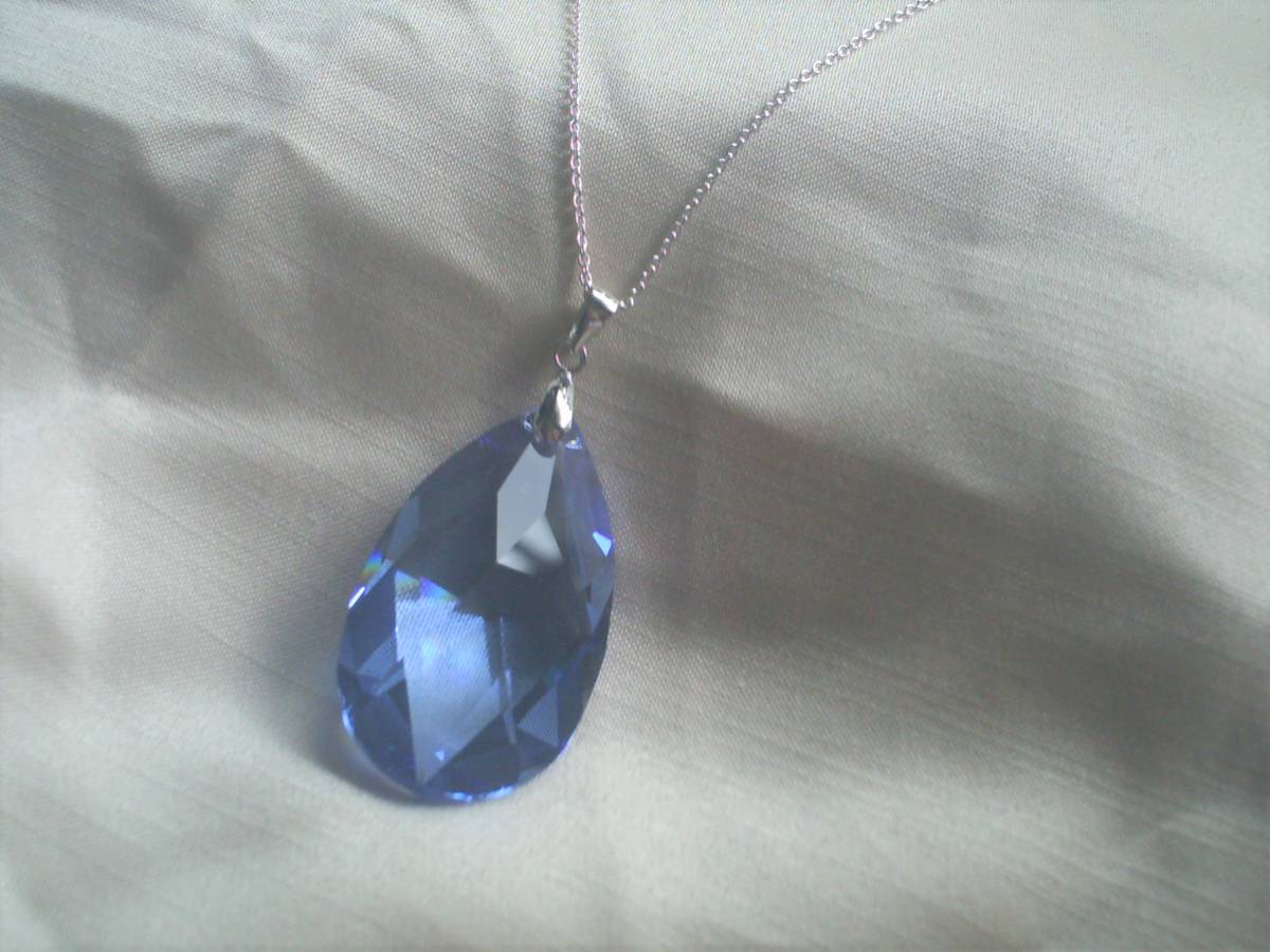 * hand made crystal glass & silver 925 blue .... pendant new goods **