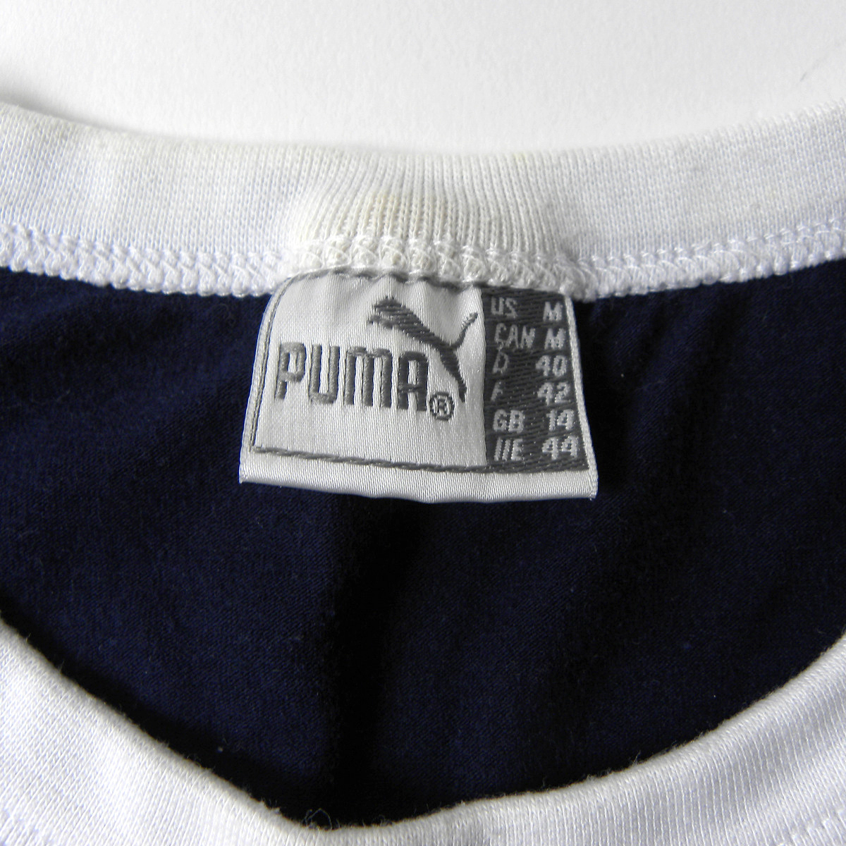 プーマ PUMA ロゴ刺繍 リンガーTシャツ 半袖 USA-M ネイビー レディース アメリカ古着 l0509-1_画像4