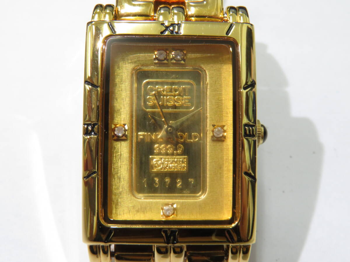 16572 上604-378 エルジン 腕時計 FK-929 インゴット 1g FINE GOLD 999.9 アナログ スクエア 石付 クォーツ ELGIN 60の画像2