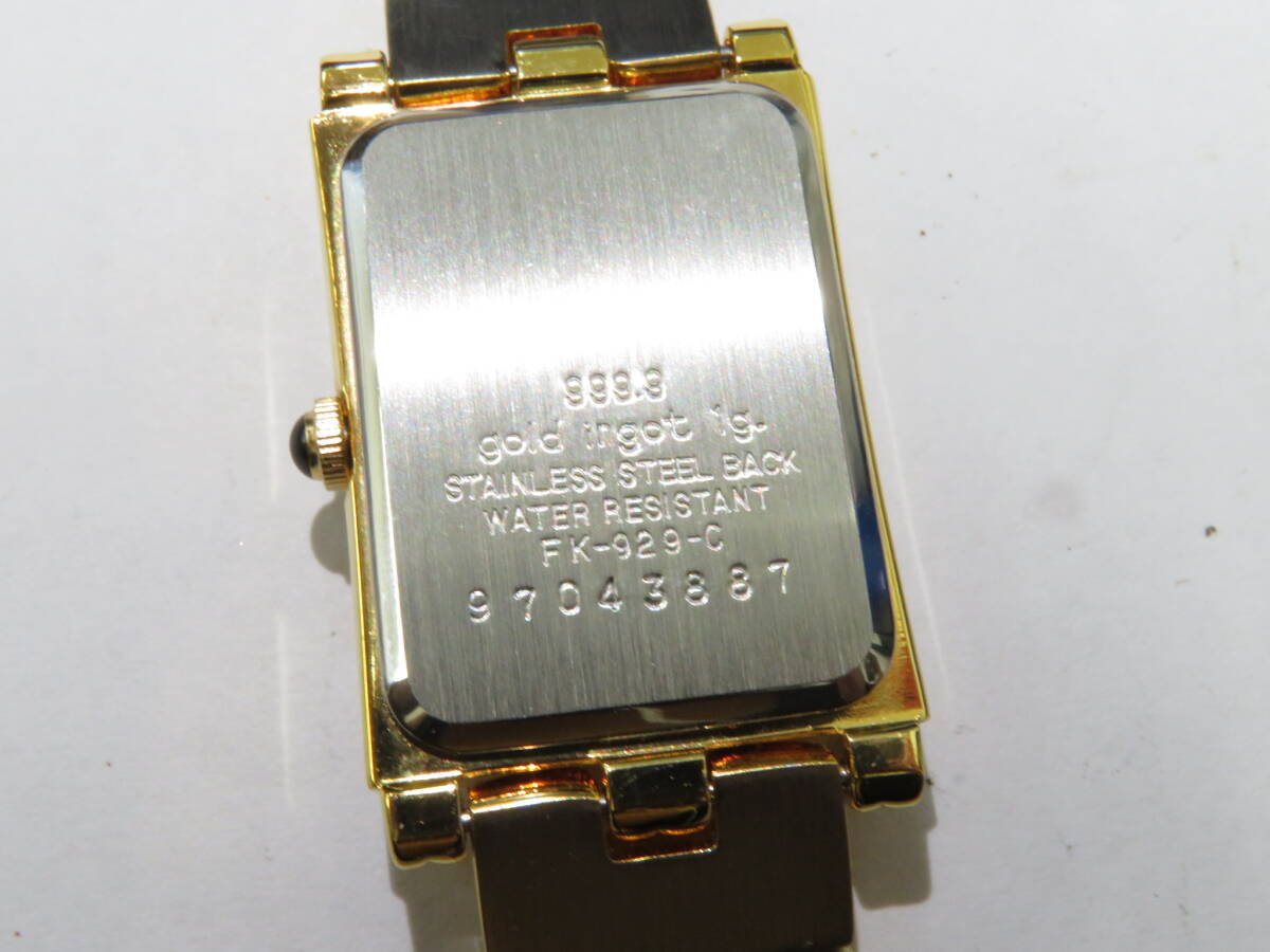 16572 上604-378 エルジン 腕時計 FK-929 インゴット 1g FINE GOLD 999.9 アナログ スクエア 石付 クォーツ ELGIN 60の画像5