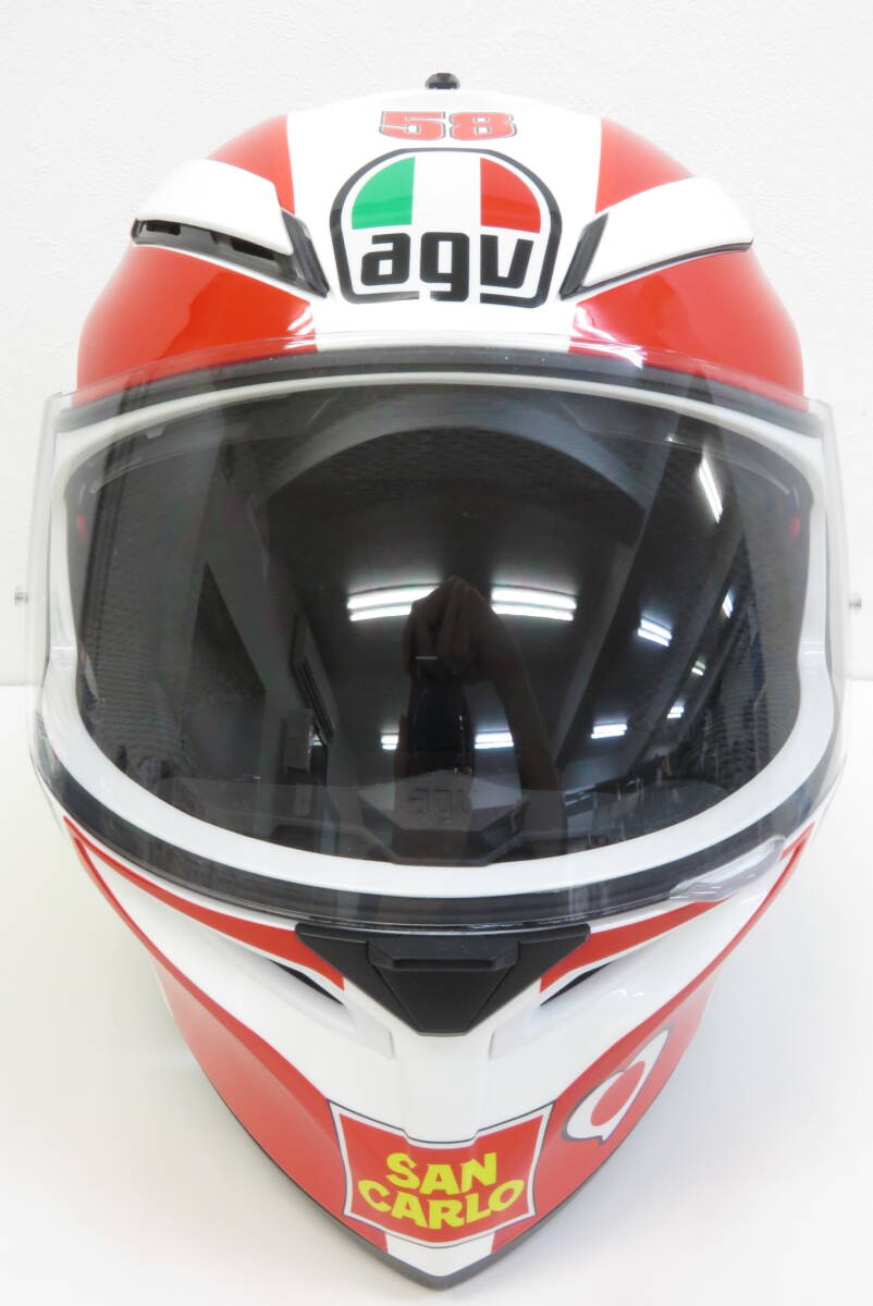 16587 ロ605-028 ヘルメット AGV K-3 SV シモンチェリ Lサイズ 赤色 白色 フルフェイス バイク用 中古品 ヤ100の画像2