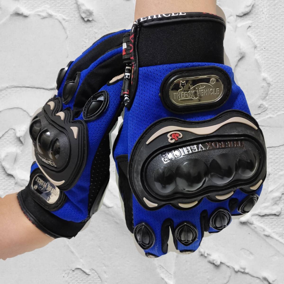 【新品青XL】バイクグローブ手袋 ナックルガード 衝撃吸収・滑り止めメッシュ サイクリング 硬質プロテクション 通気性優れ_画像3