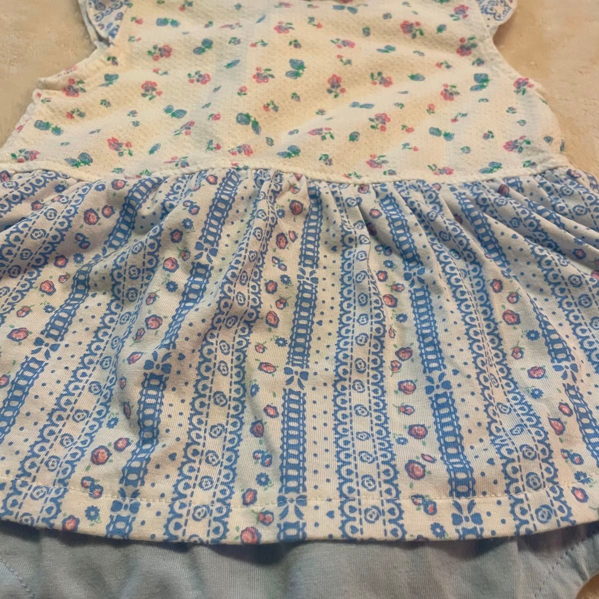西松屋　ロンパース ベビー服 女の子　スカート　半袖　リボン　花柄　80サイズ