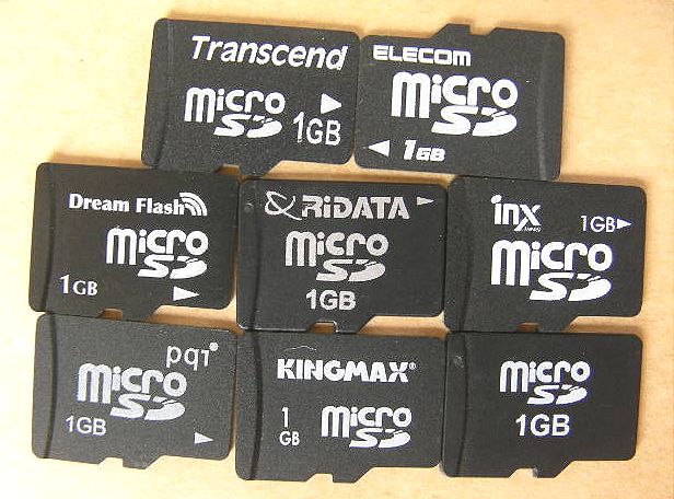 Transcend、Kingmax、PQI、A-Data、Elecom等の各社扱い1GBマイクロSDカード_未使用バルク品1枚_異常動作コントローラ対応品_画像1