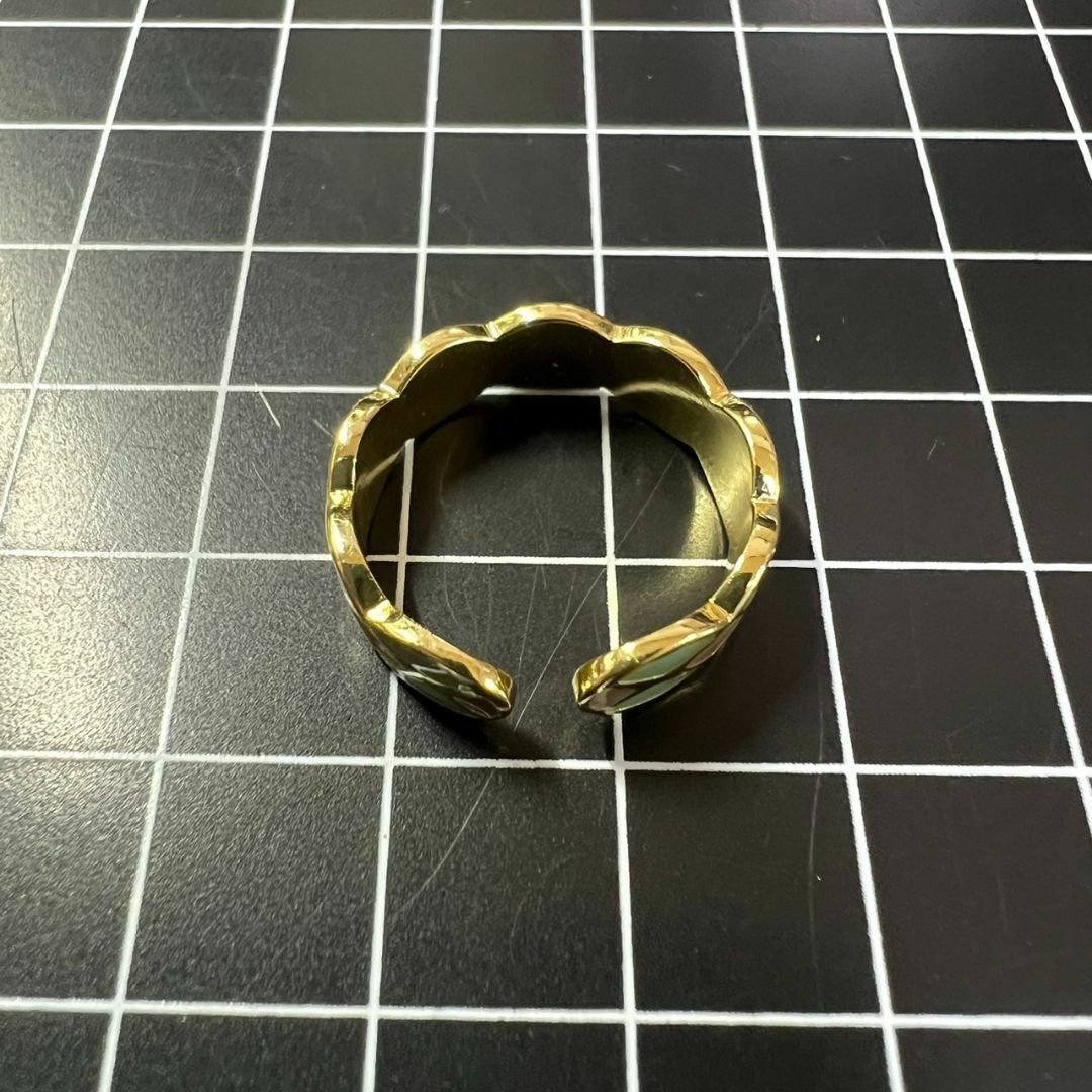 A622 匿名配送 指輪 レディース オイルドロップ ツーカラー リング ゴールド フリーサイズ サイズ調節可能 シンプル 可愛い_画像8