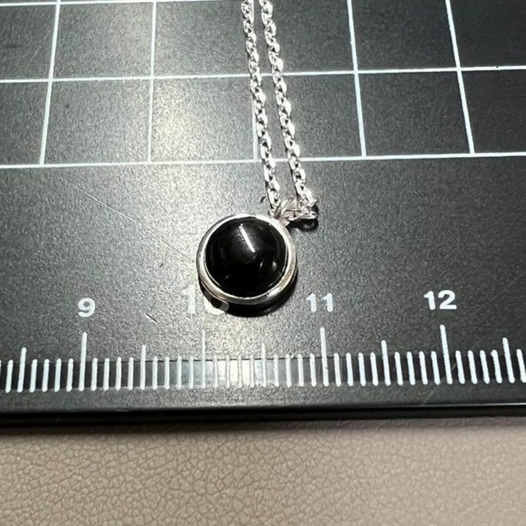 C258 匿名配送 ネックレス レディース ブラック オニキス シルバー s925 アジャスター有 シンプル 上品 アクセサリー ラウンド 円形