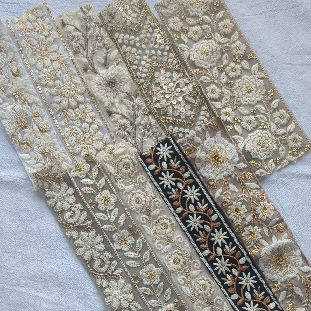 インド刺繍リボン 20cm×10本セット