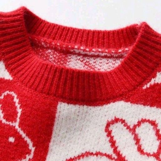 子供用セーター うさぎ柄 カラーブロック  ニットセーター