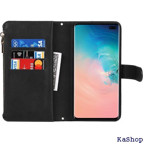 Pelanty for Galaxy S10 Plus ップ付き 落下防止 耐衝撃 全面保護 肩縄付き-ブラック 230