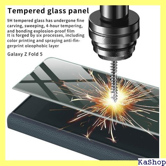 Galaxy Z Fold5 ケース 手帳型 2枚 カ g zfold5 用 スマホケース ガラス塗装 ブラック 1061