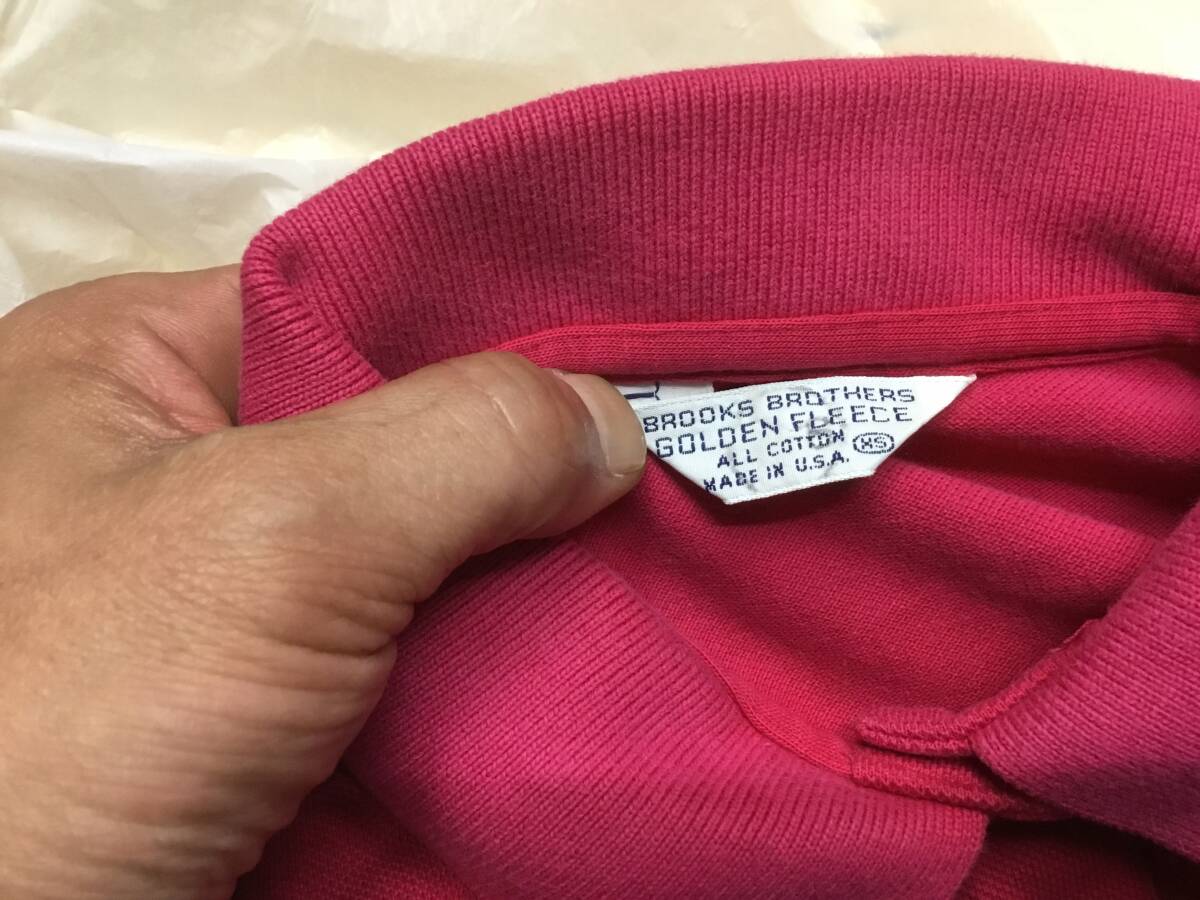 オールド USA製 ブルックスブラザーズ ポロシャツ XS 大きめ ピンク赤系_画像3