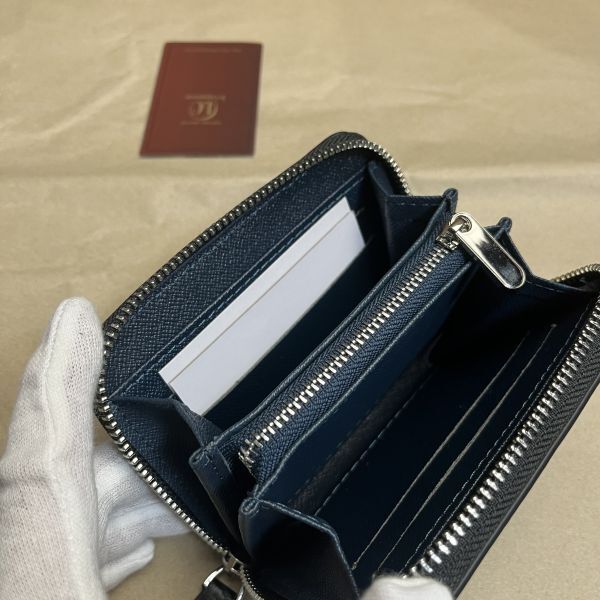 [ rice field middle leather .] with translation black × blue hand made carbon leather compact purse round fastener coin case cow leather leather men's purse 1 jpy 