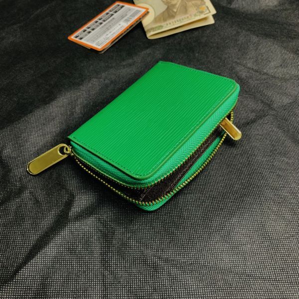 [ rice field middle leather .] green compact purse epi leather Zippy wallet round fastener leather purse coin case men's selling up 1 jpy men's purse 