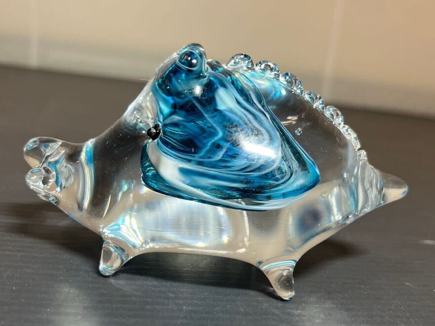  glass glass weight paperweight .inosisi wild boar blue glass glass skill retro 
