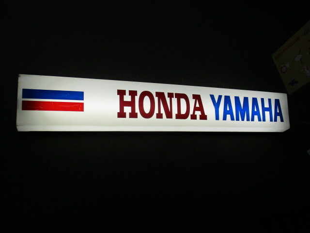 prompt decision [ Showa Retro general merchandise shop ] Yamaha Honda HONDE YAMAHA illumination signboard plastic .. advertisement shopping street display that time thing 