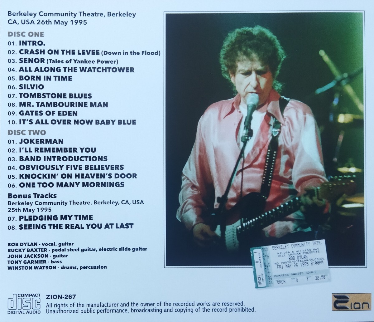 【送料ゼロ】Bob Dylan '95 Definitive Master Live Berkeley USA ボブ・ディラン