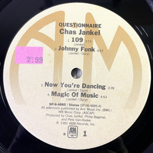 【FUNK】【SOUL】Chas Jankel - Questionnaire / A&M Records SP-6-4885 / VINYL LP / US_画像3