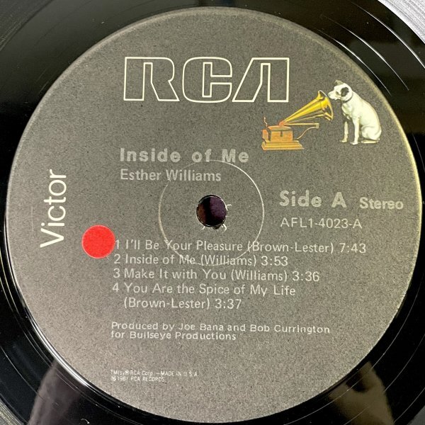 【DISCO】【SOUL】Esther Williams - Inside Of Me / RCA Victor AFL1-4023 / VINYL LP / US / Larry Levan_画像3