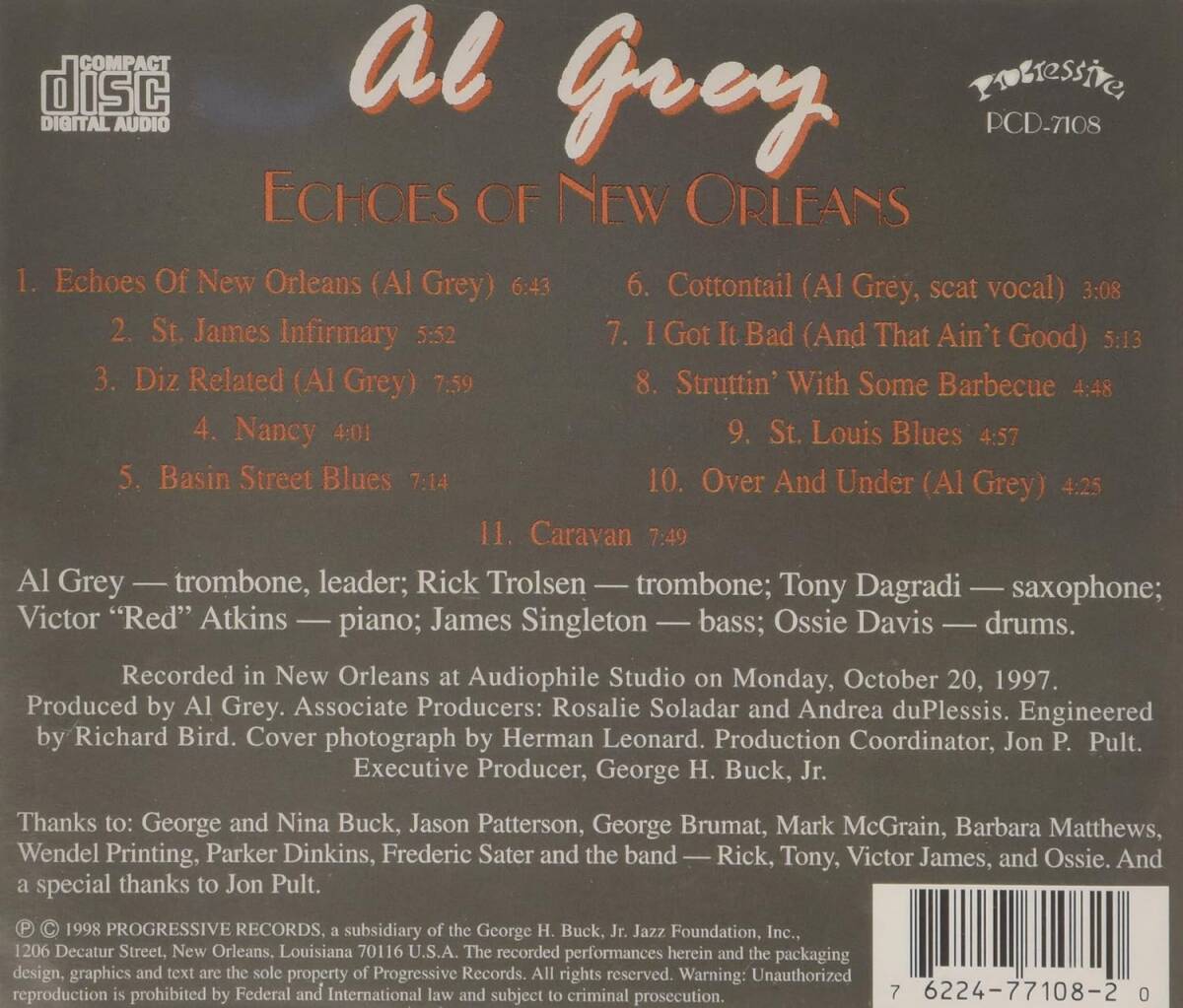 貴重廃盤 Al Grey ECHOES OF NEW ORLEANS カウント・ベイシー楽団の顔として絶大な人気を誇ったトロンボーンのアル・グレイ_画像2