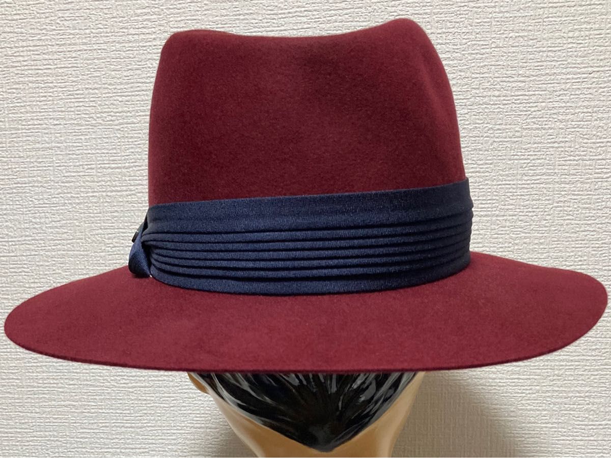 Borsalino フェルトハット ボルサリーノ ラビット バーガンディ 美品 帽子