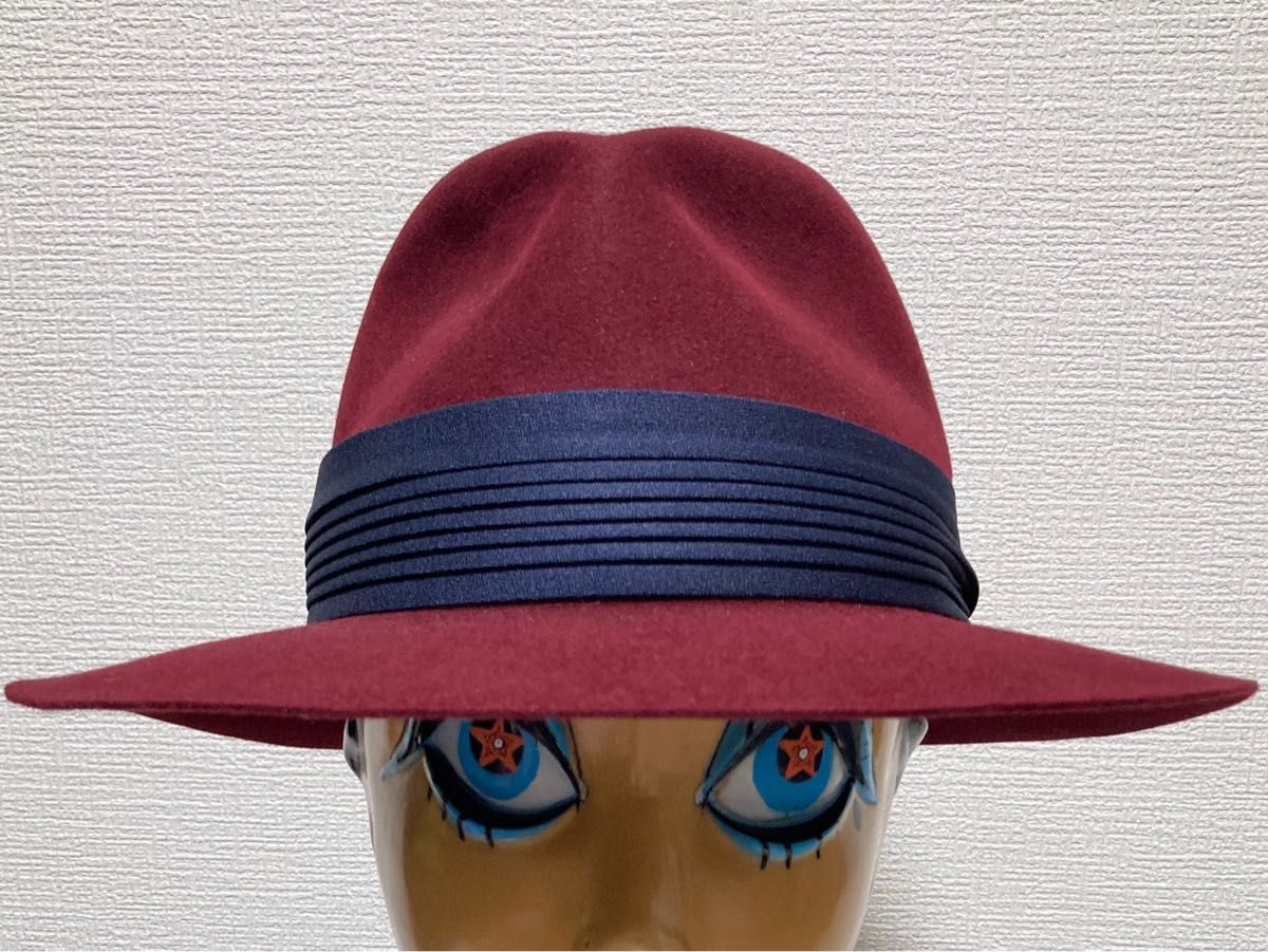 Borsalino フェルトハット ボルサリーノ ラビット バーガンディ 美品 帽子